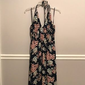 Forever 21+ Navy/Pink Halter Maxi Dress - 1X